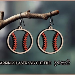 Baseball Earrings Laser SVG cut files/ Earrings Baseball SVG/ Glowforge  Earrings cut file, Layered earring file, earrings Baseball SVG cut