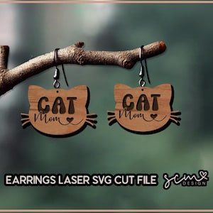 Cute Cat earrings, Cat mom earrings laser svg, digital laser file, Glowforge cut file, Layered earring file, cat earrings SVG