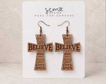 Cross Earrings Laser Cut Files: Christian SVG Designs (Digital Download)