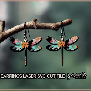 Dragonfly Earring Laser Cut Files/ Dragonfly Earrings SVG/ Earring Laser cut Files, Dragonfly Glowforge Earrings SVG cut files
