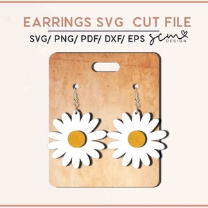Digital Download/ Daisy Laser Earrings SVG/ Glowforge  Daisy Earring SVG/ Daisy Earrings SVG/Daisy Earrings Cut Files/ Flower Earrings Laser