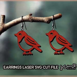 Archivos de corte láser SVG para aretes de pájaro / Aretes de pájaro Glowforge / Archivos para aretes Glowforge / Archivo de corte láser SVG para aretes de Navidad