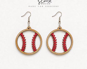 Baseball Earrings SVG Laser Cut File: Layered Design (Digital Download)
