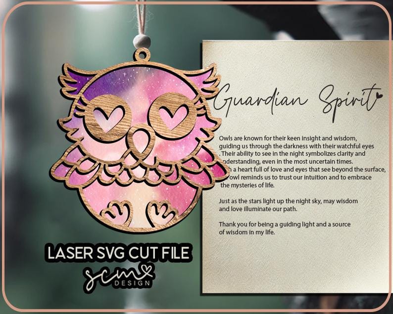 Owl Suncatcher Laser SVG: Glowforge Car Charm, Home Sign (Digital Download)