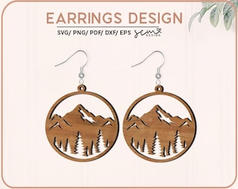 Mountain Earrings SVG Laser Cut Files: Glowforge, Cricut (Digital Download)