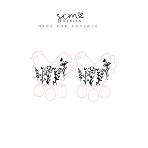 Chicken Earrings Laser Cut SVG File: Glowforge Design (Digital Download) image 3