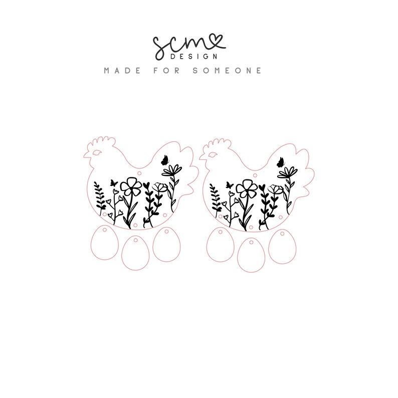 Chicken Earrings Laser Cut SVG File: Glowforge Design (Digital Download) image 3
