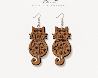 Cat Earring Laser SVG cut files | Cat Earring Glowforge | Cat Glowforge Earring Files | Cat Earrings laser SVG cut file/ Cat engrved svg