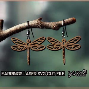 Dragonfly Laser Earrings SVG/ Dragonfly Glowforge  Earring svg/ Dragonfly Earrings SVG/ Dragonfly Earrings engraved SVG cut files
