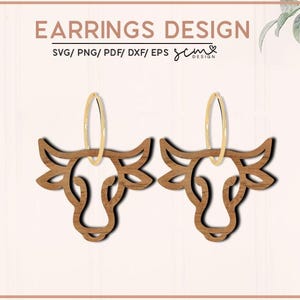 Cow Head Earrings Laser SVG cut files/ Earrings Cow SVG/ Glowforge cut file, Layered earring file, Cow Laser Earrings SVG cut files