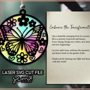Butterfly Suncatcher Laser SVG , Butterfly Suncatcher Car Charm SVG, Butterfly Hanging Ornament SVG, Glowforge Cut File, Wall Art Laser svg