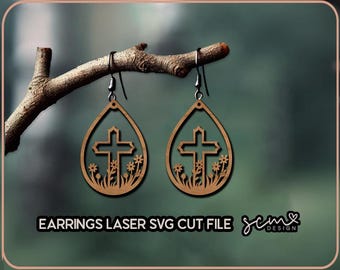 Cross Earrings Laser Cut File: Dangle SVG, Glowforge, Cricut (Digital Download)