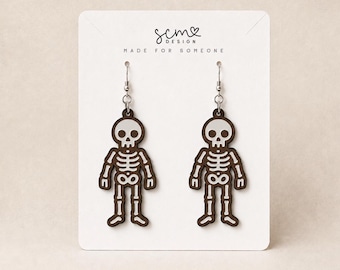 Skeleton Halloween Earrings SVG Laser Cut File