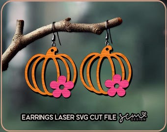 Boucle d'oreille citrouille fichiers découpés au laser, boucle d'oreille automne fichiers SVG laser, boucle d'oreille laser découpé fichiers, fichiers SVG boucle d'oreille automne, boucles d'oreilles halloween laser svg