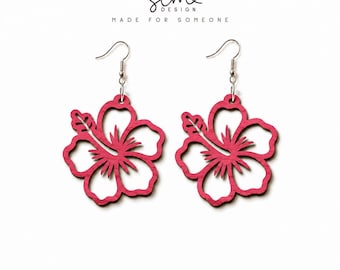 Hibiscus Flower Earrings Laser SVG: Hawaii Summer Earrings (Digital File)