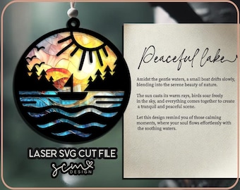 Lake Suncatcher SVG: Laser Cut Car Charm, Hanging Ornament (Digital Download)