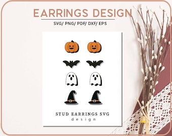 Halloween Stud Earring Laser SVG Cut File/Laser Stud Earring SVG design/  Earrings Laser SVG  cut files/  Stud Earring Laser Cut File