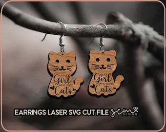 Kattörhängen Laser SVG-fil: Flicka som älskar katter Design