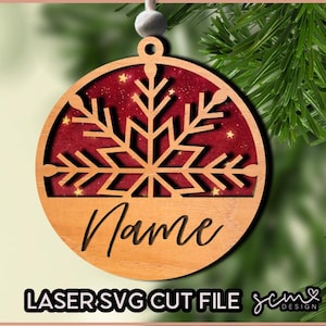 Layered Snowflake Laser SVG cut file, Custom Christmas Ornament, christmas ornament laser svg / ornament laser cut file / christmas laser