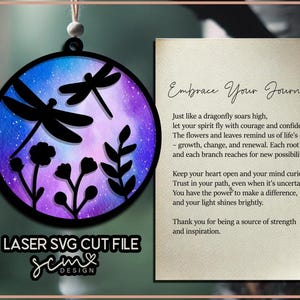 Dragonfly Suncatcher  SVG for Laser, Dragonfly Suncatcher Car Charm SVG, Hanging Ornament SVG, File, Glowforge Cut File, Wall Art Laser svg