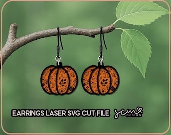Fichier de découpe laser de boucle d'oreille citrouille, Glowforge SVG (téléchargement numérique)