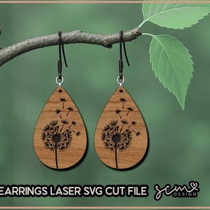 Dandelion Earring Laser SVG cut file/Dandelion  Earring SVG  | Glowforge Earring Files | Dandelion Earrings engrave SVG cut file