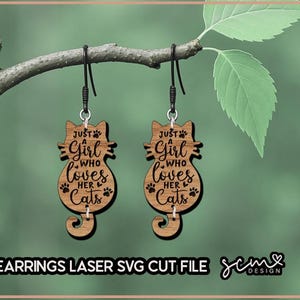 Cat Earring Laser SVG cut files | Cat Earring Glowforge | Cat Glowforge Earring Files | Cat Earrings laser SVG cut file/ Cat engrved svg