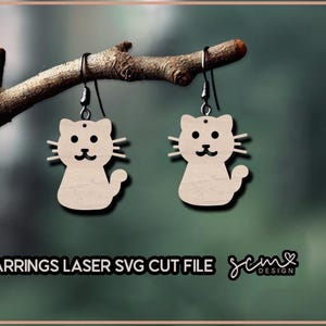 Cat Earrings Laser SVG cut files/ Earrings Cat SVG/ Glowforge cut file, Layered earring file, Cat earrings  SVG laser cut files