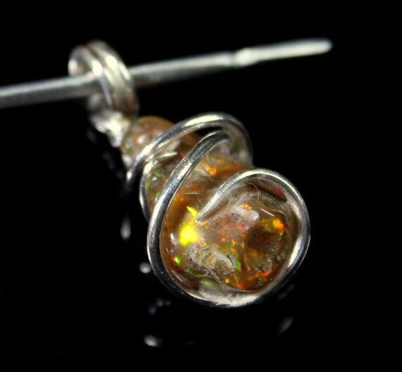 Sterling Silver Rare Rough Ethiopian Opal Pendant Necklace