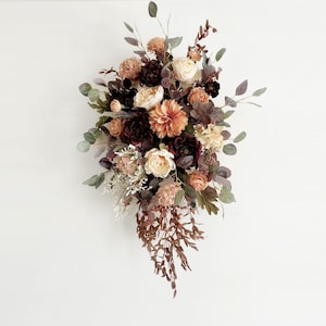 Bourgondië, perzik, champagne, stoffige roze boogbloemen, zijden bloemswag, kunstmatige bruiloft hangende bloem, bruiloft achtergrond bloemdecoratie
