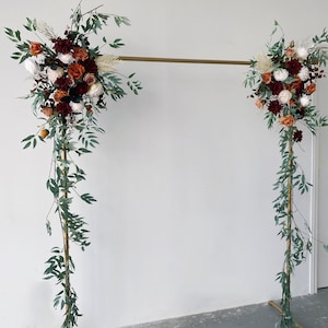 Burnt Orange, Burgundy & Iovry Wedding Arch Flower, Rose Dahlia Pampas Eucalyptus Wedding Altar Hanging Flower, Fall Wedding Arch Garland