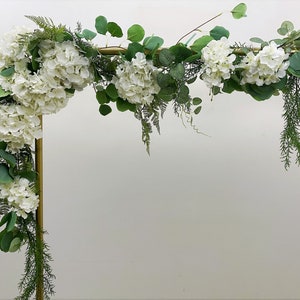 Ghirlanda ad arco per matrimonio, ghirlanda di ortensie per arco cerimoniale, ghirlanda di fiori di seta, fiori artificiali appesi per sfondo, decorazioni di ortensie