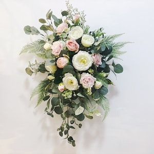 Blush und weiße Rose und Ranunkel Swag für Bogen, Hochzeitsbogen Blumen, Seidenblumen Swag, Hochzeit Altar künstliche Blumen Dekorationen