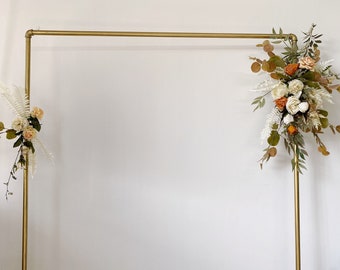 Bohemian Neutral Colors Wedding Arch Flowers, Burnt Orange & Ivory Altar Flowers, Fall Wedding Flowers Decoration, Silk Flower Arch Swags