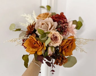 Rust wedding bouquet, Rust fall wedding, Burnt orange wedding bouquet, fall rustic wedding bouquet, Fall rustic bridal bridesmaid bouquet