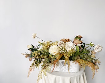 Fall Floral Centerpiece w Bird Vase, Rustic Fall Flower Arrangement, Fall Country Wedding Centerpiece, Fall Farmhouse Dining Table Decor