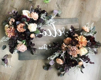 Burgundy,Peach,Champagne,Dusty Pink Flowers,Silk Flower Swag,Wedding Hanging Flower,Wedding Sign/Welcome Board Flowers,Wedding Altar Flowers