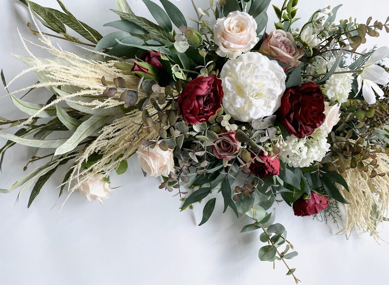 Rose & Pampa Grass Floral Swag Fall Wedding Decoration Fall Etsy