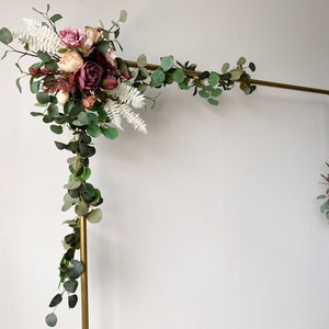 Dusty Pink & Eucalyptus Wedding Hanging Flower Swag 2 in 1, Arch Flowers, Wedding Altar Flowers, Silk Flowers Arrangement Wedding Decoration