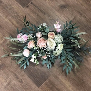 2Pcs Artificial Peony Flower Swag 16in Decorative Swag With Eucalyptus Leaves, Decorative Floral Swag, Artificial Rose Swag, Silk Floral