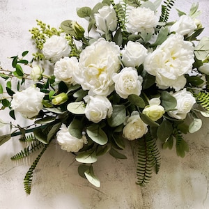 Ivory White Rose & Peony Wedding Arch Flowers, Wedding Silk Flower Hanging Decor, Artificial Flowers Archway, Wedding Altar/Arbor Flowers
