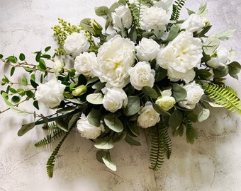 Ivory White Rose & Peony Wedding Arch Flowers, Wedding Silk Flower Hanging Decor, Artificial Flowers Archway, Wedding Altar/Arbor Flowers
