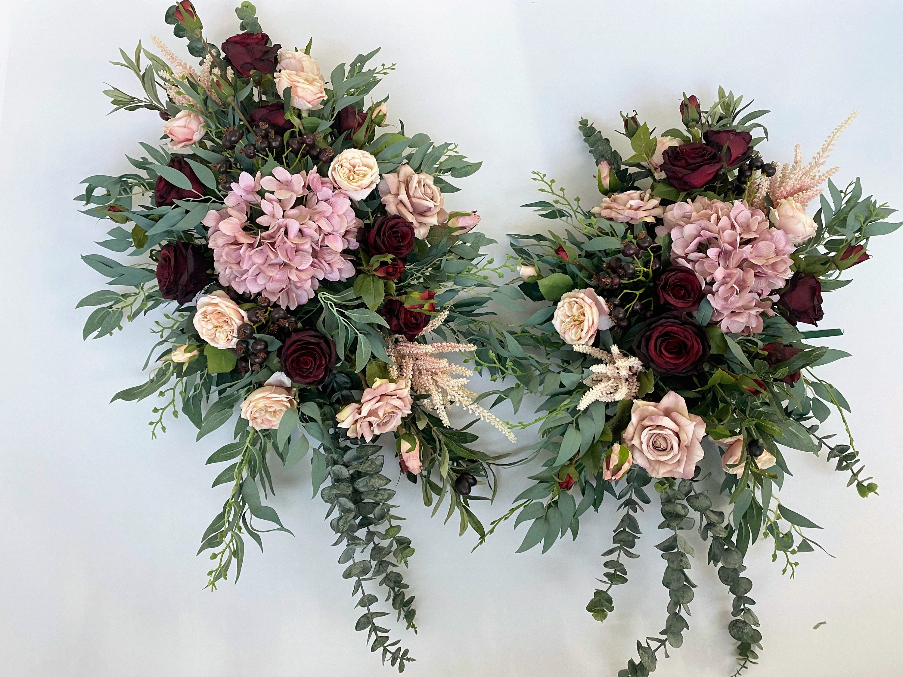 Burgundy & Dusty Pink Wedding Arch Flower Arrangement Wedding Etsy