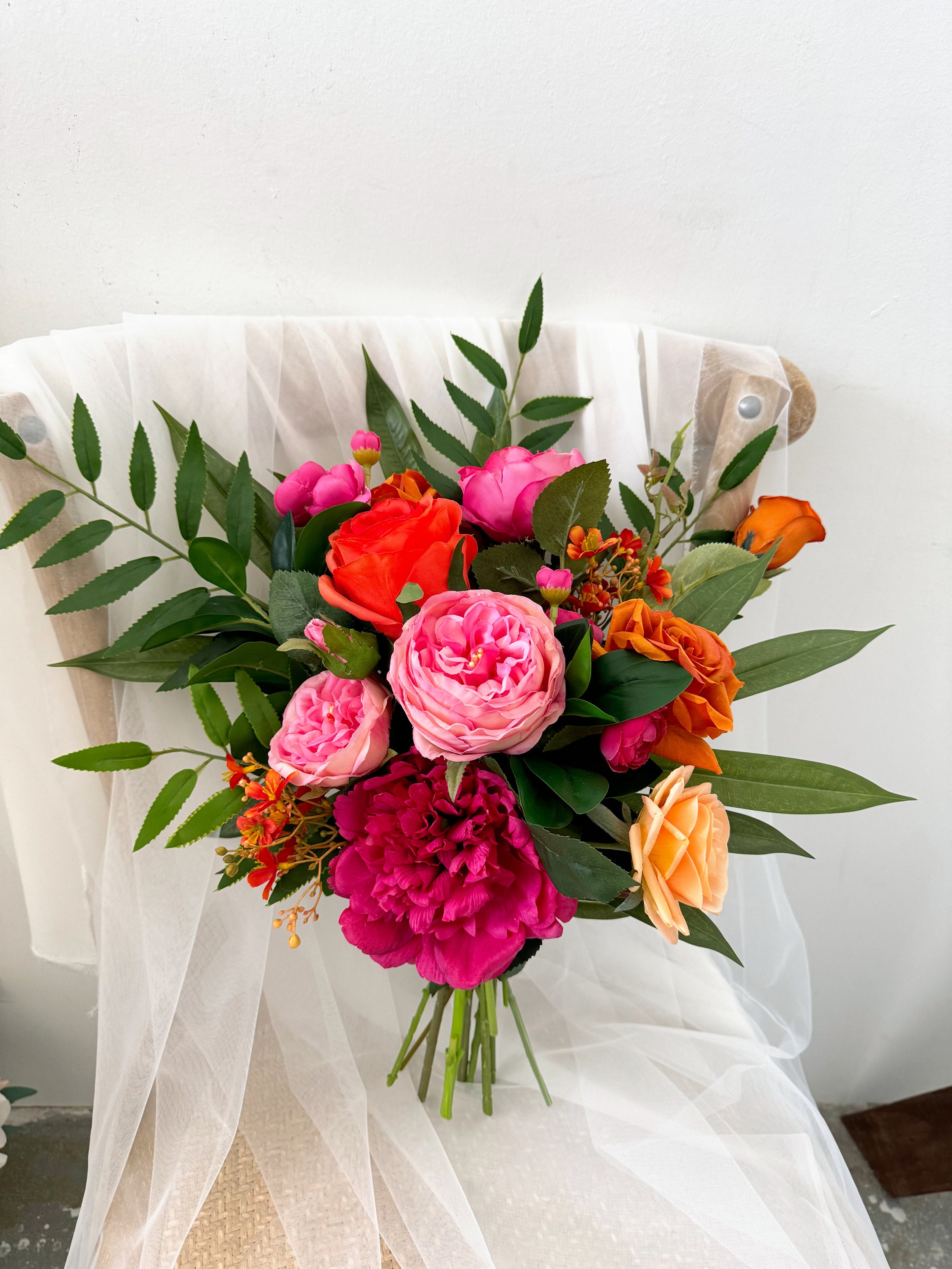 Pink & Orange Wedding Flowers, Pink and Fuschia Bouquets, Bright