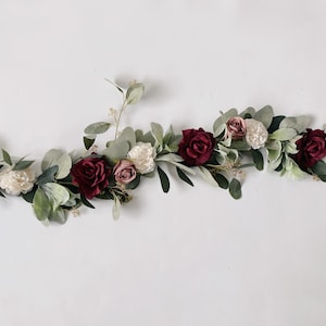 Borgogna, Bianco avorio, Rosa cipria, Eucalipto, Ghirlanda di orecchie d'agnello, Ghirlanda di fiori di seta, Ghirlanda Borgogna, Ghirlanda di rose, Ghirlanda nuziale