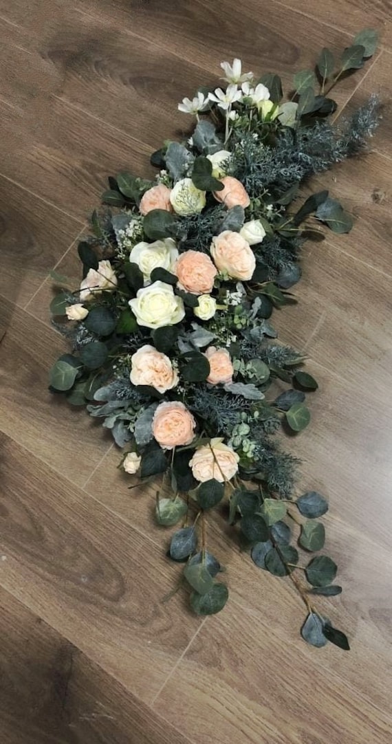 Set Decorazione Per Arco Nuziale Con Fiori Artificiali E Drappo – Colore Marrone/Arancione – Kit Da 3 Pezzi Per Matrimonio - 2