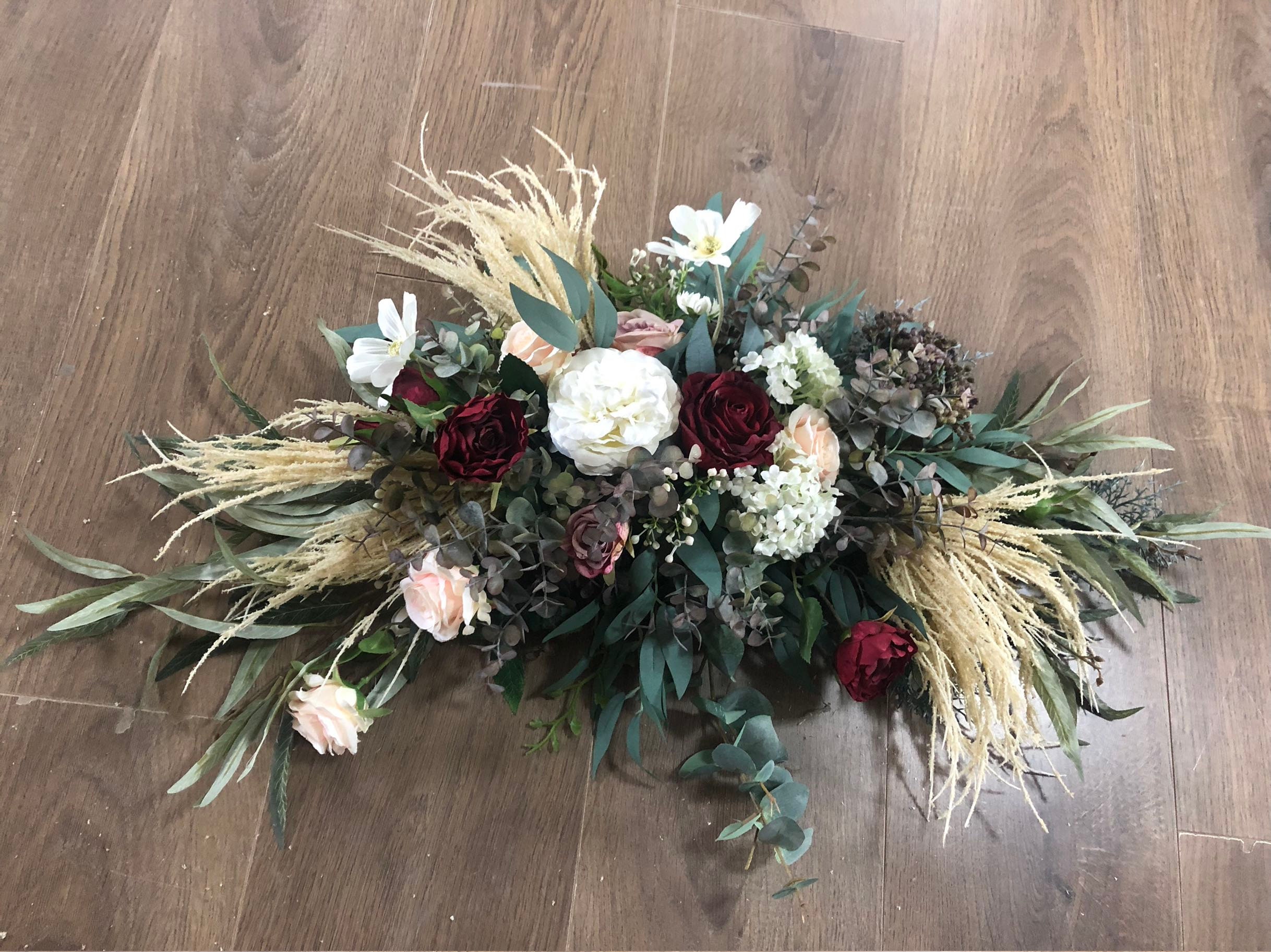 Rose & Pampa Grass Floral Swag Fall Wedding Decoration Fall Etsy