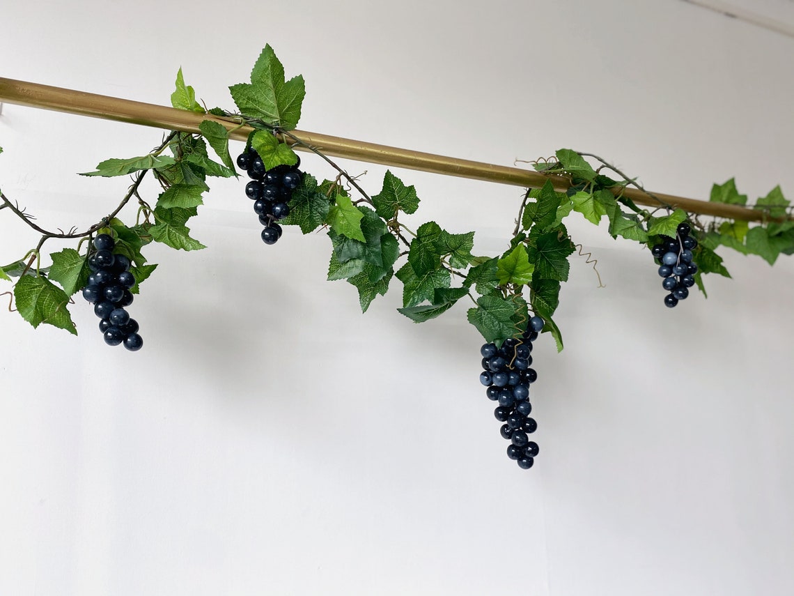 Grape Garland Decor, Faux Grape Decor, Black Grape Garland, Artificial ...