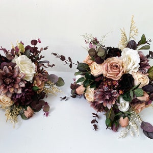 Burgundy, Terra Cotta and Creamy White Fall Bouquet, Fall Wedding Bouquet, Bridal Bouquet & Bridesmaid Bouquet, Winter Wedding Bouquets