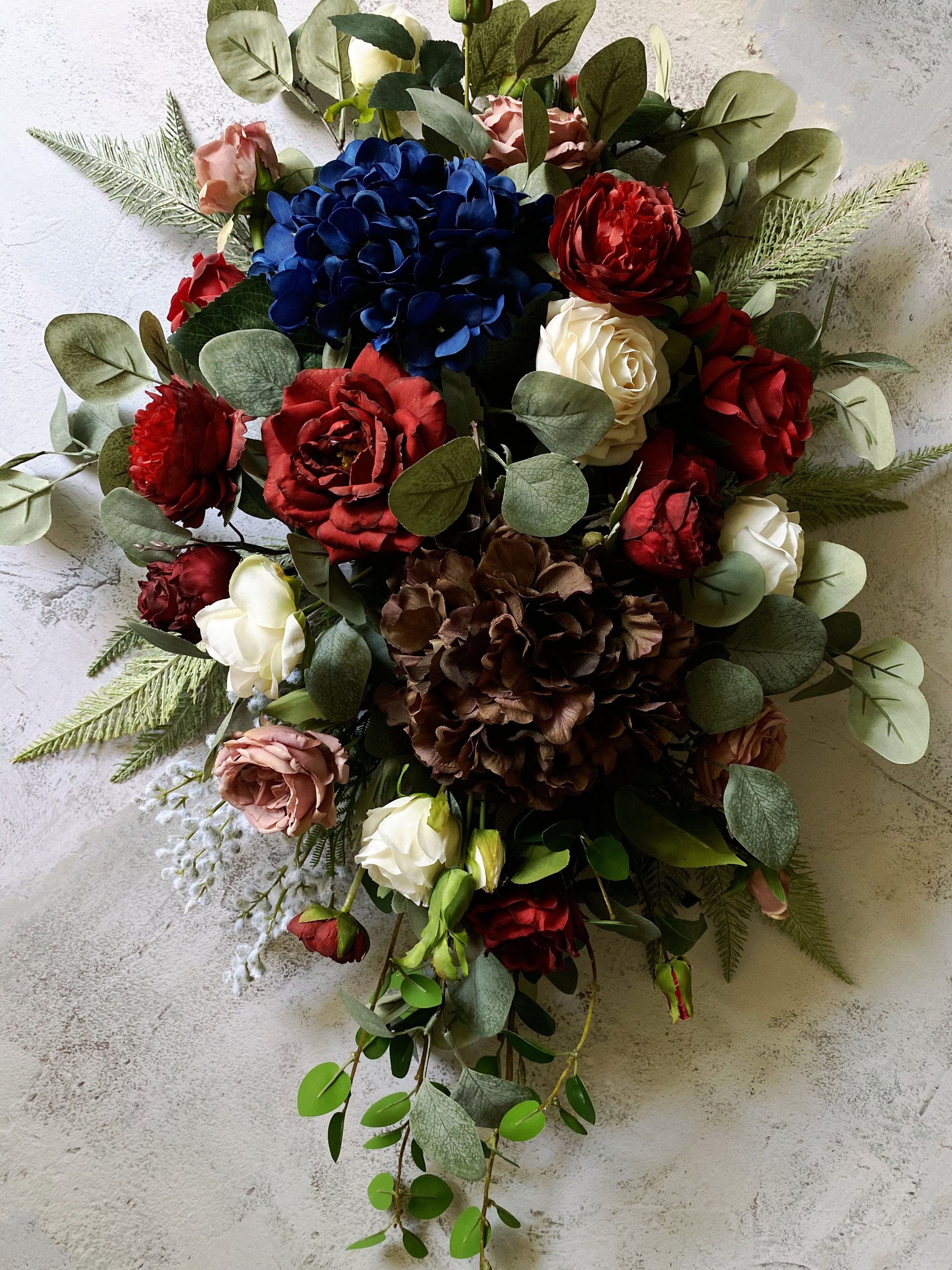 Burgundy Navy Blue and White Flower Swags for Arch Wedding Etsy